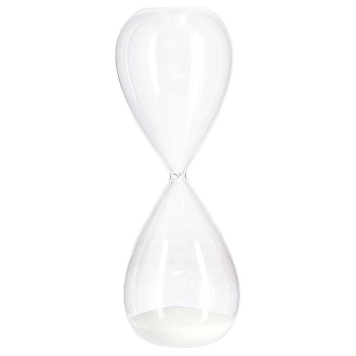 Clepsidra decorativa sticla nisip alb Kronos Ø10x29h