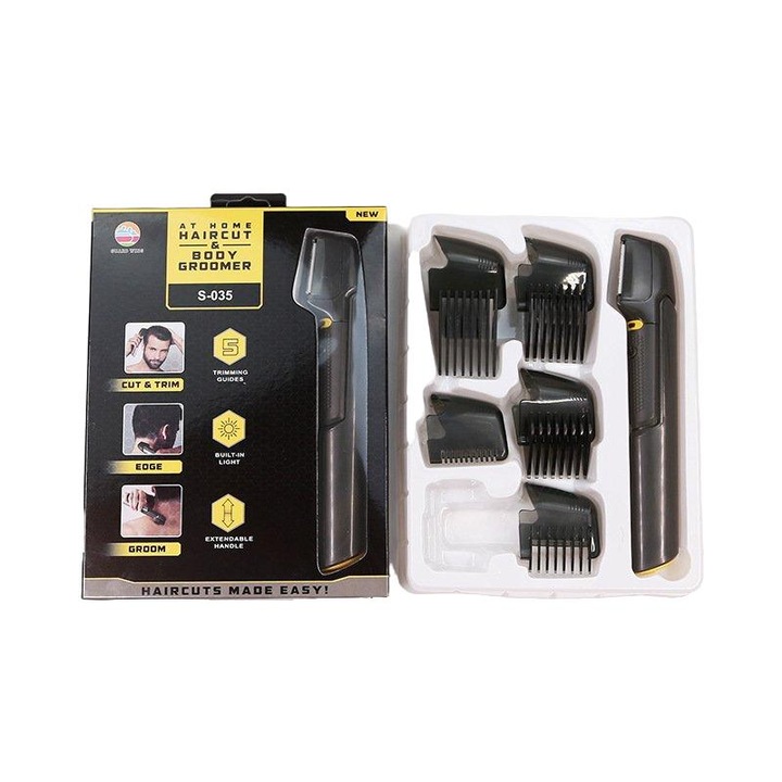 Aparat de tuns parul corporal pentru barbati, ZOUN, multifunctional, reincarcabil prin USB, portabil, pentru tuns parul, barbierit, barba, lavabil, retractabil, negru