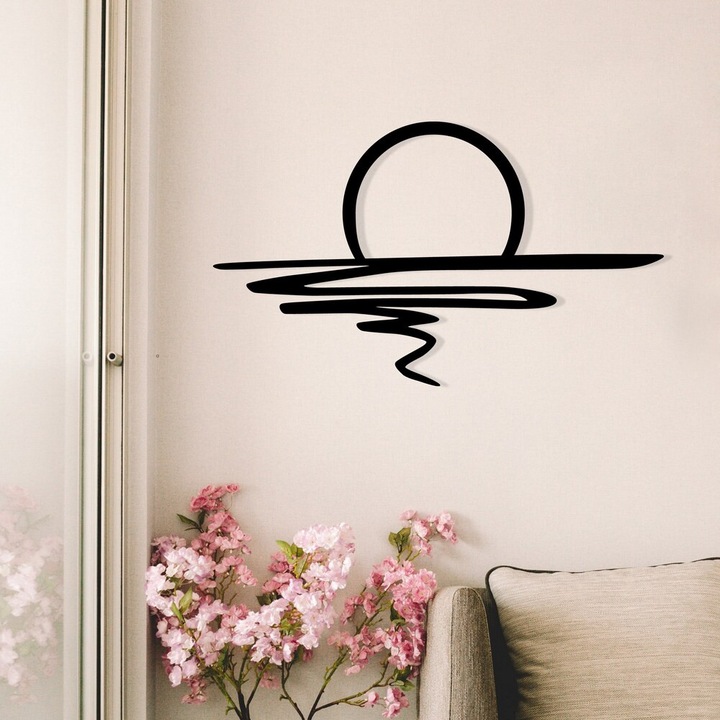 Accesoriu decorativ de perete din metal, 70x41cm, Negru