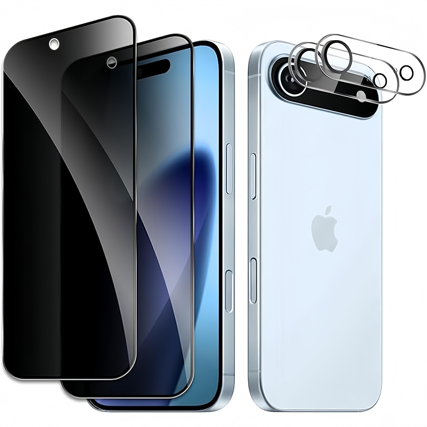 Folie protectie ecran din sticla securizata pentru iPhone 17 Air, set 2 bucati, protectie camera, anti-spion, transparent