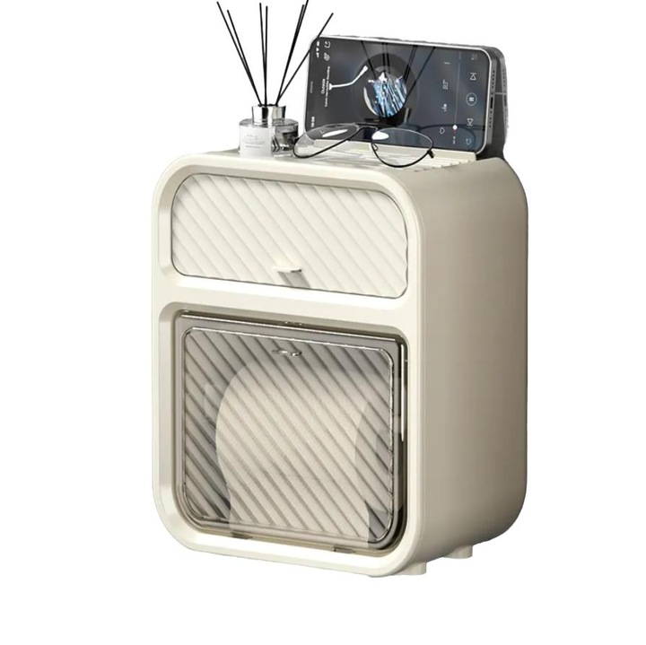 Стойка за тоалетна хартия, без пробиване, 22x17x12 см, бяла