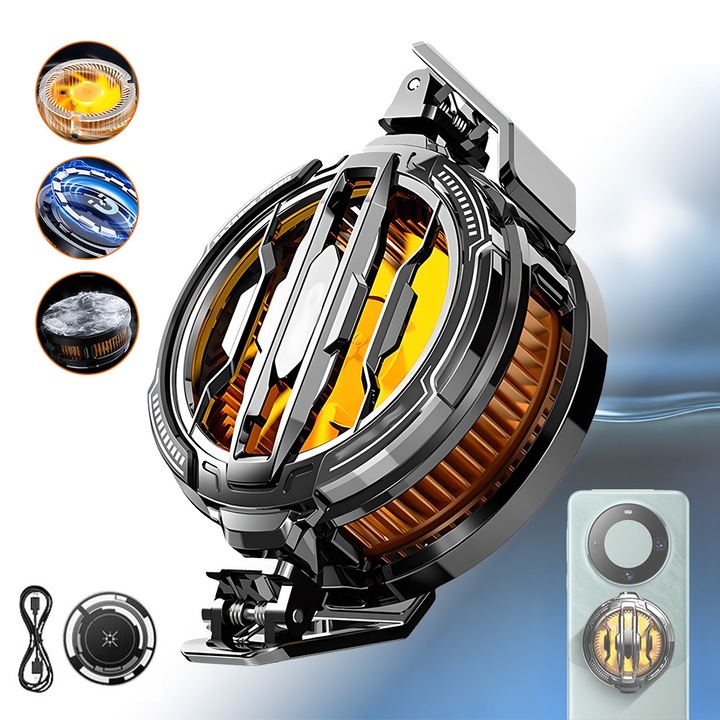 【Racitor de telefon MEMO CX-07 cu prindere magnetica】Racire profesionala silentioasa｜Racire eficienta｜Compatibil cu iPhone/Android/Nintendo｜Ideal pentru gaming si streaming｜Compact si portabil, nu afecteaza dispozitivul