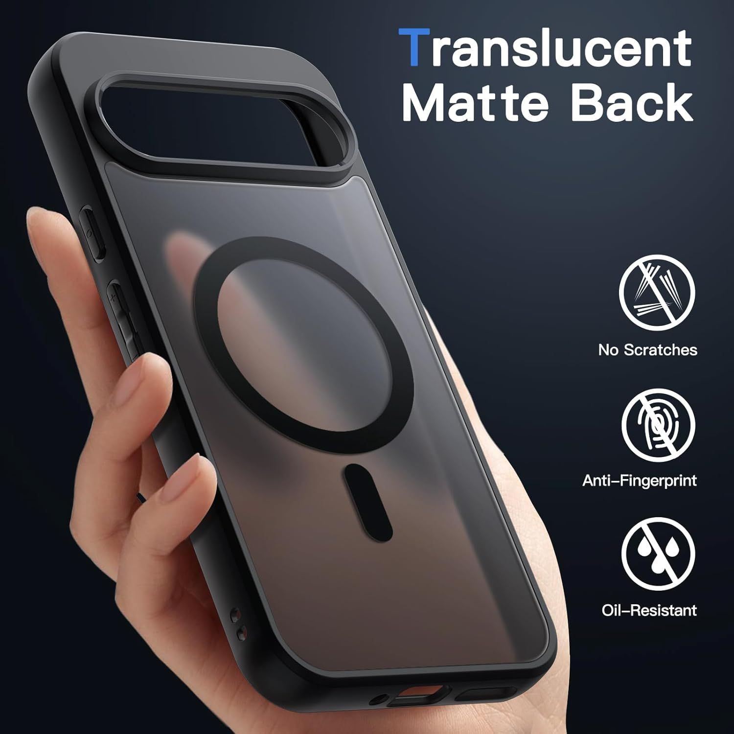 Husa Magnetica pentru Google Pixel 10 Pro XL, Compatibila cu MagSafe, Carcasa Telefon cu Spate Mat Translucid si Protectie la Impact, Negru