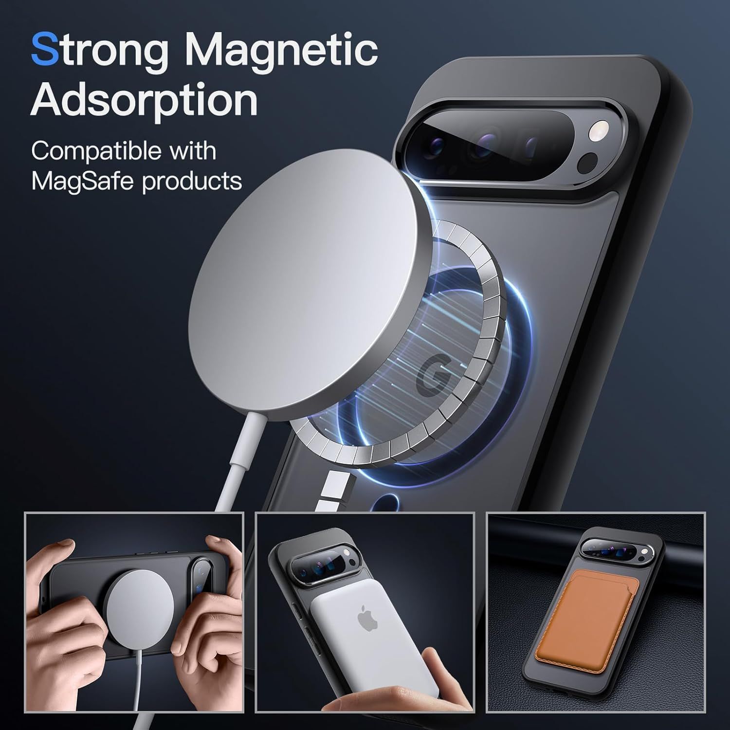 Husa Magnetica pentru Google Pixel 10 Pro XL, Compatibila cu MagSafe, Carcasa Telefon cu Spate Mat Translucid si Protectie la Impact, Negru