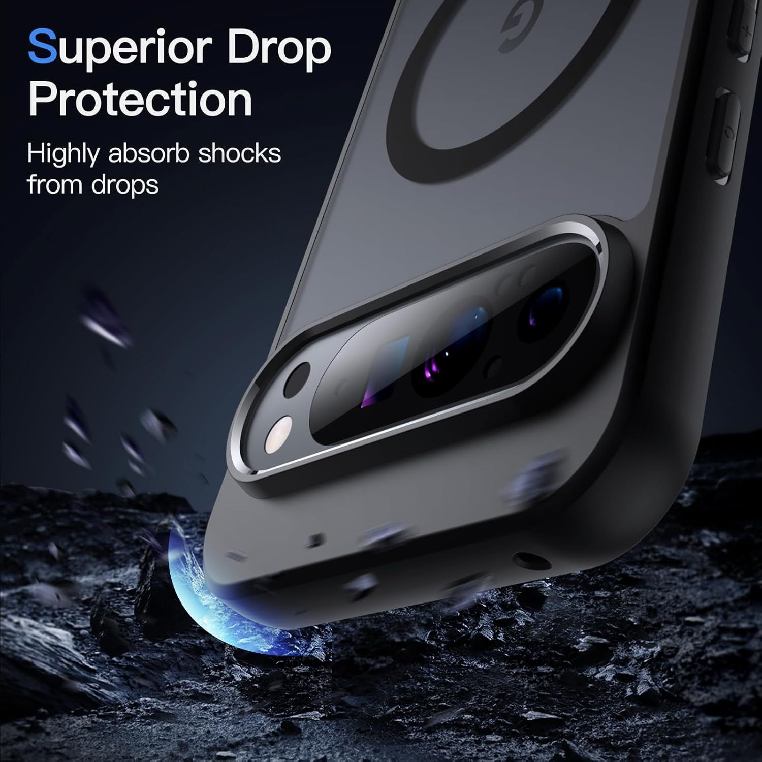 Husa Magnetica pentru Google Pixel 10 Pro XL, Compatibila cu MagSafe, Carcasa Telefon cu Spate Mat Translucid si Protectie la Impact, Negru