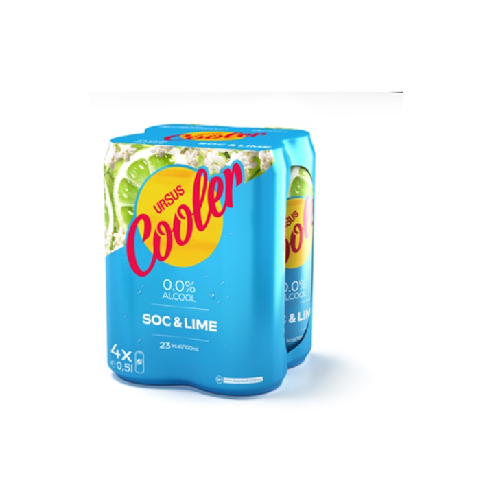 URSUS Cooler Soc si Lime 0% ALCOOL Doza SGR 4 x 0, 5 L