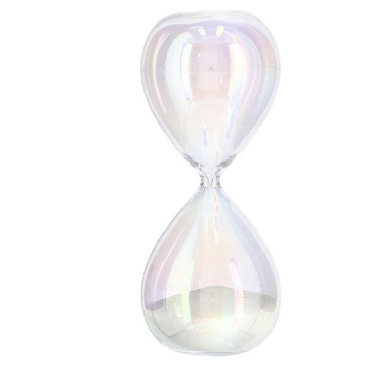 Clepsidra decorativa sticla irizata nisip alb Kronos Ø8x19, 2h