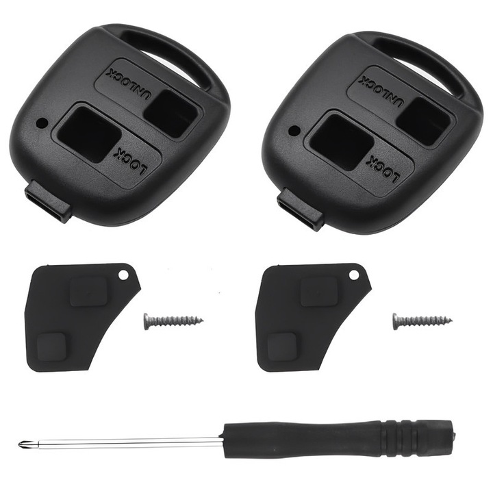 Set carcasa cheie auto TREXORA, 2 piese, negru, din material ABS, usor de inlocuit