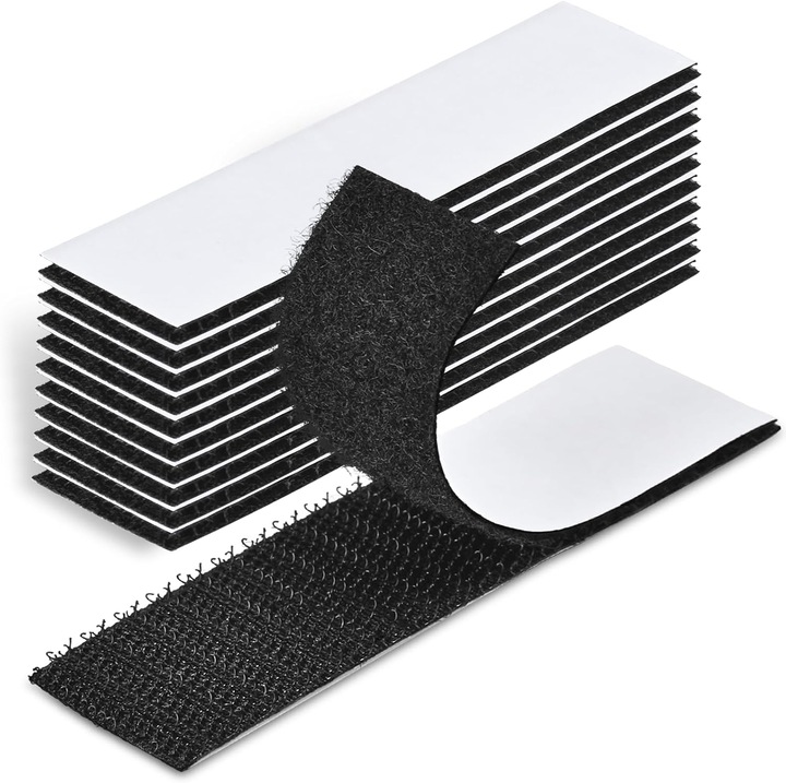 Banda velcro, AYSTOAYS®, Set 20 bucati, 20x100mm, Auto-adeziva, Banda Dublu-adeziva, Rezistenta si Versatila pentru Diverse Aplicatii, Negru