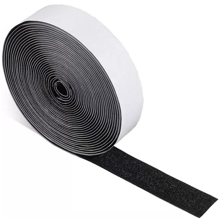 Banda velcro AYSTOAYS®, Auto-adeziva, Banda Dublu-adeziva, reutilizabila, foarte puternica durabila si versatila pentru diverse aplicatii, 16mm x 5m