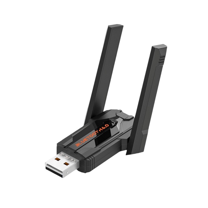 Безжичен Bluetooth адаптер, Bluetooth 6.0, Високоскоростен USB, Бърз трансфер, Обхват 0-200 метра, За компютър/лаптоп, Windows, Черен Grant