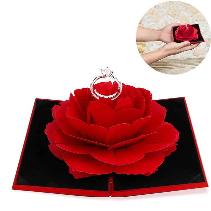 Cutie bijuterii, TREXORA, design 3D, rosie, multifunctionala