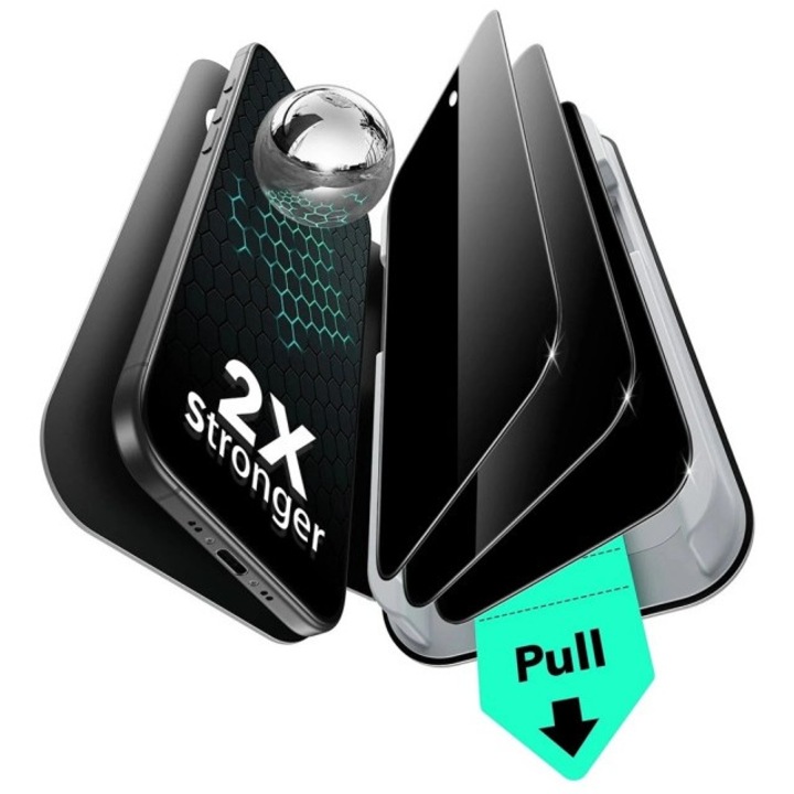 3 db Privacy UltraFit edzett üvegfólia csomag iPhone 17 Pro Max-szal kompatibilis, applikátorral, könnyű telepítés, AntiSpy