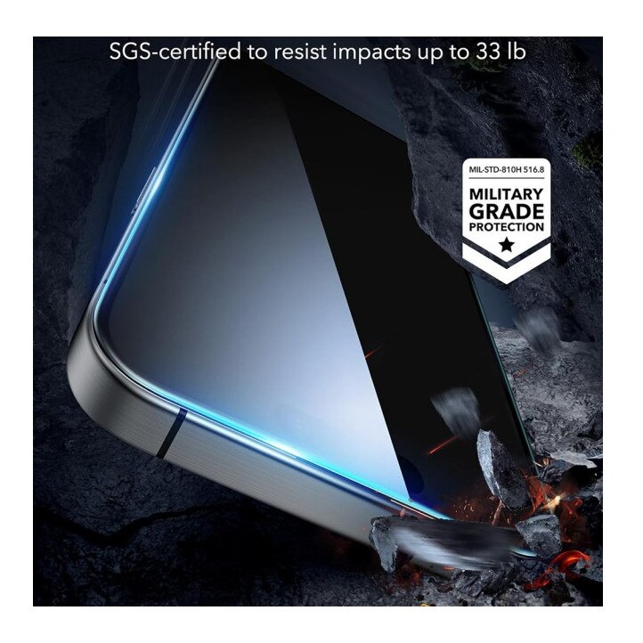 ESR Pachet 3 x Folie Sticla Securizata Compatibila Cu iPhone 17 Pro, Aplicator Inclus, Montaj Usor, Privacy - Antispy