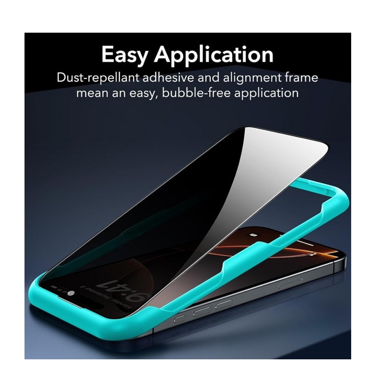 ESR Pachet 3 x Folie Sticla Securizata Compatibila Cu iPhone 17 Pro, Aplicator Inclus, Montaj Usor, Privacy - Antispy