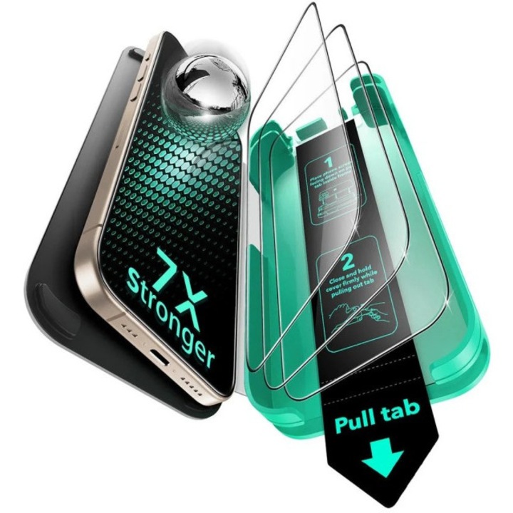 Pachet 3 x Folie Sticla Esr Armorite Compatibila Cu iPhone 17 Air, Aplicator Inclus, Montaj Usor, Transparenta