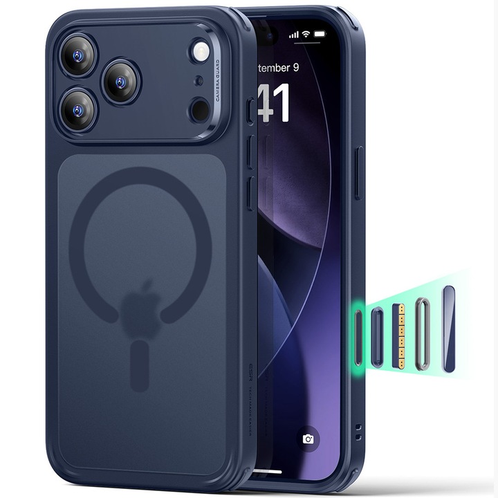 iPhone 17 Pro tok – ESR Classic Hybrid HaloLock – matt kék