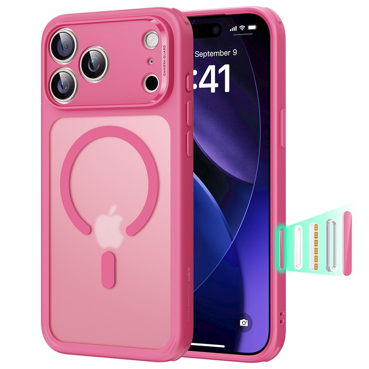 iPhone 17 Pro Max tok – ESR Classic Hybrid HaloLock – matt rózsaszín