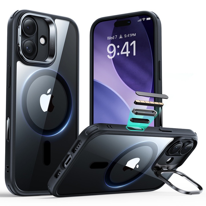 Husa pentru iPhone 17 - ESR Classic Hybrid HaloLock Kickstand - Clear Black