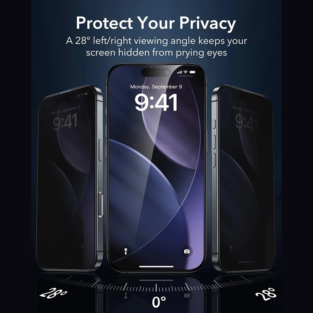 Folie pentru iPhone 17 Pro (set 3) - ESR Privacy Armorite Screen Protector UltraFit - Black