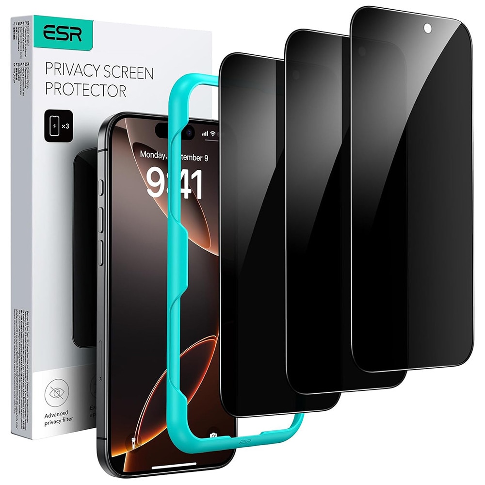 Husa Protectie Compatibila cu Privacy Tempered Glass (3 pack), ESR, iPhone 17 Pro Max - Black