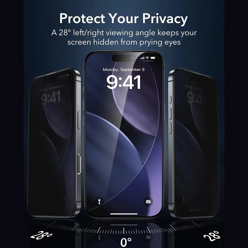 Husa Protectie Compatibila cu Privacy Armorite Screen Protector UltraFit (3 pack), ESR, iPhone 17 Air - Black