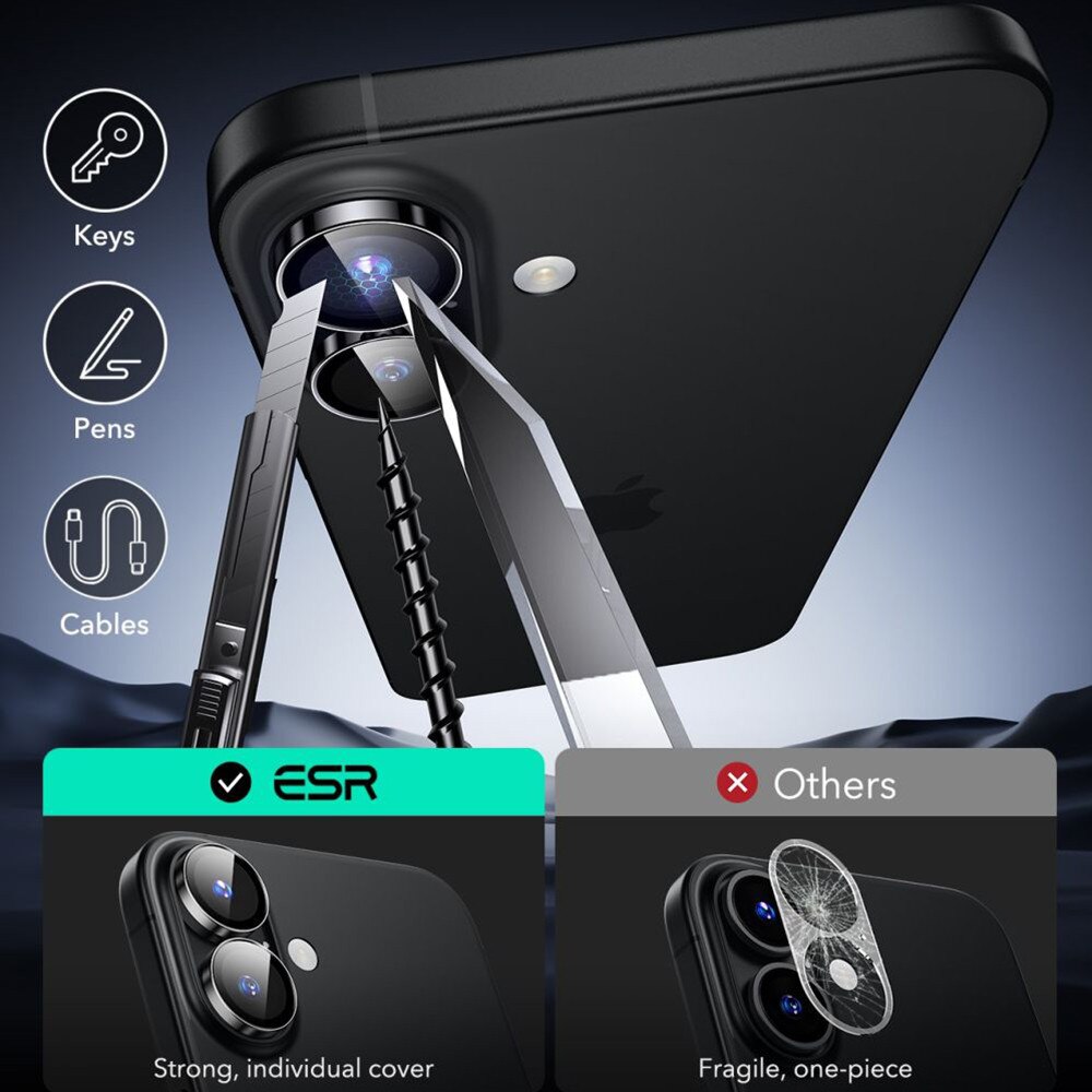 Folie Camera pentru iPhone 17 - ESR Armorite Camera Lens Protectors - Black