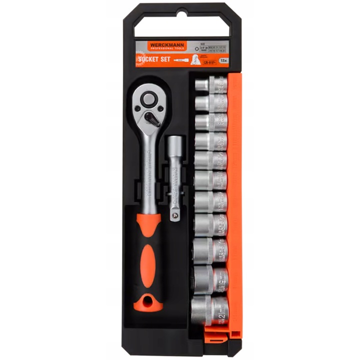 Set chei cu clichet Werckmann, 13 elemente, ergonomic, din otel Cr-V