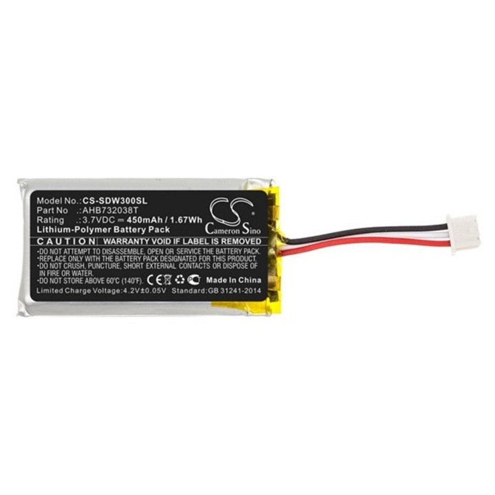 Cameron sino li-polymer akkumulátor, 3.7v, 450mAh, kompatibilis sennheiser ahb732038t kompatibilis-vel