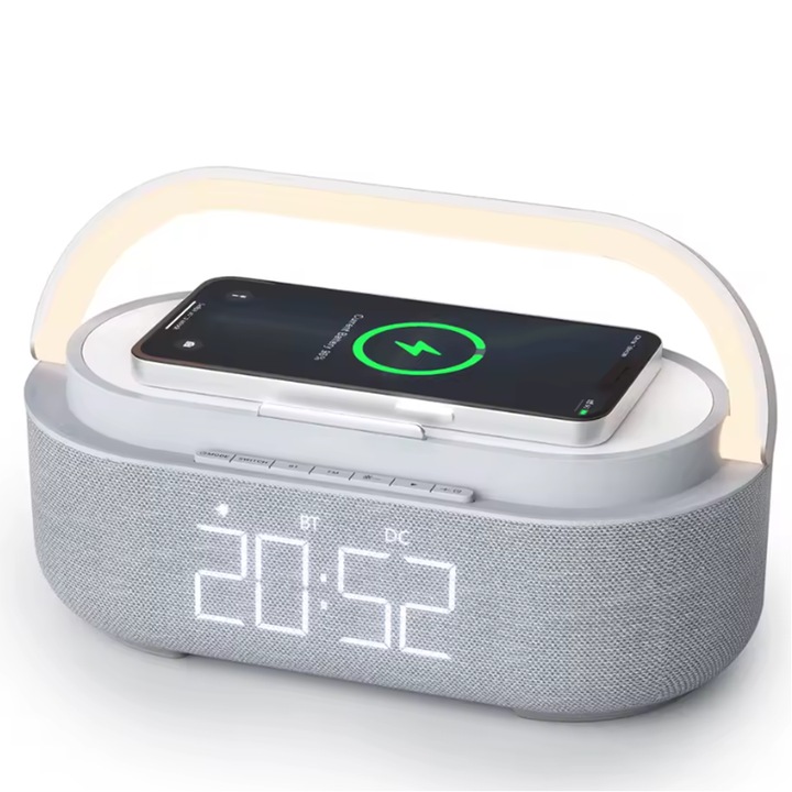 Boxa Portabila Teno 3 in 1, lumina ambientala si suport telefon, gri