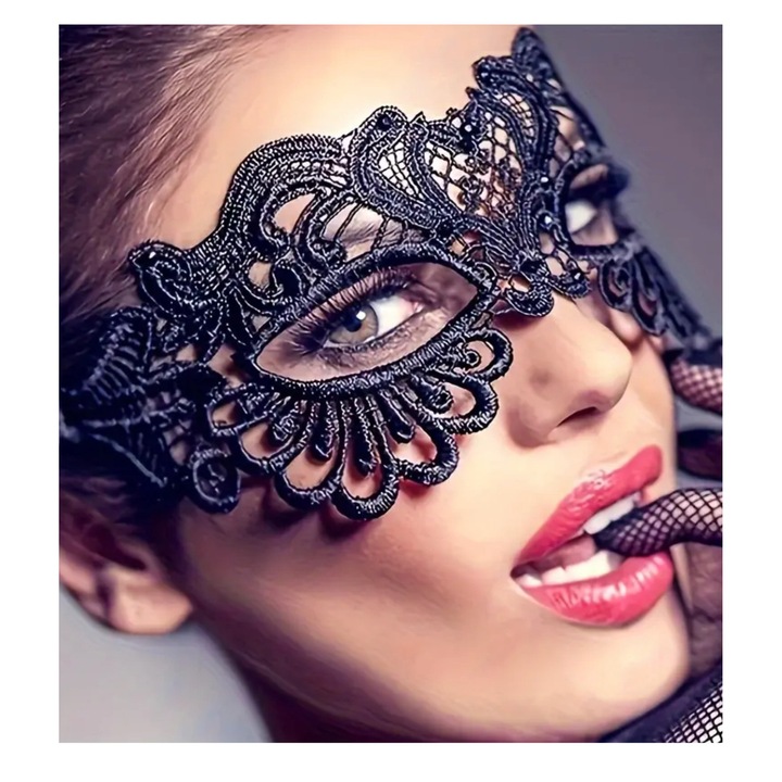 Masca dantela eleganta, import, masca sexi pentru ochi, neagra