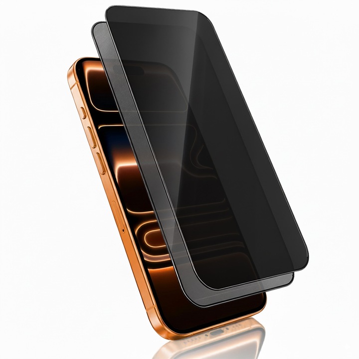 Set 2 Folie Protectie Privacy compatibila cu iPhone17 pro max, Sticla Templata 9H+, Claritate Super HD, Tratament Electronic Oleofobic si Anti Amprente