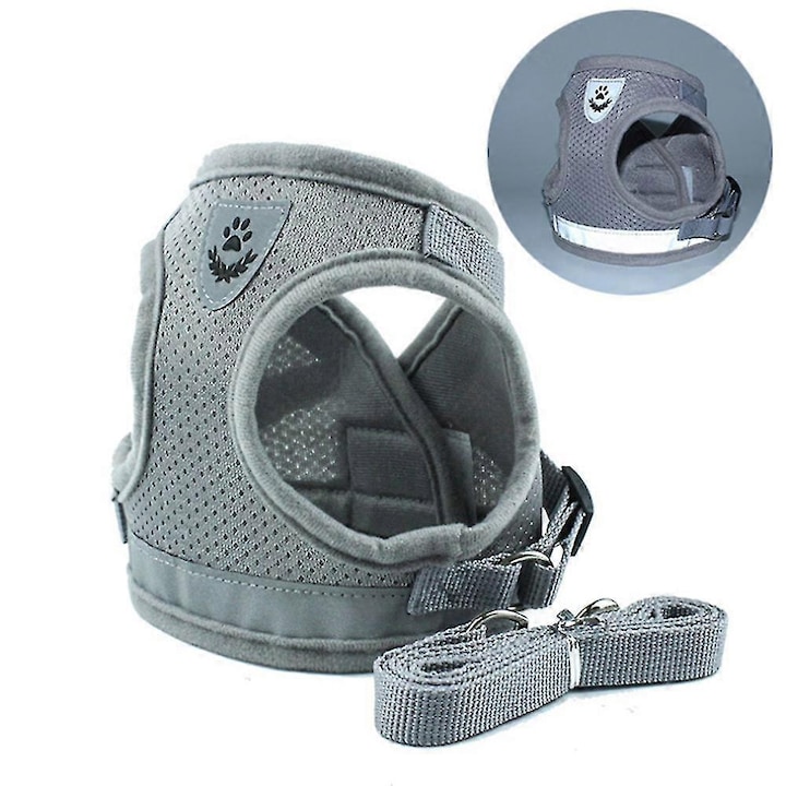 Ham pentru pisici, XS, gri, design reflectorizant, material respirabil