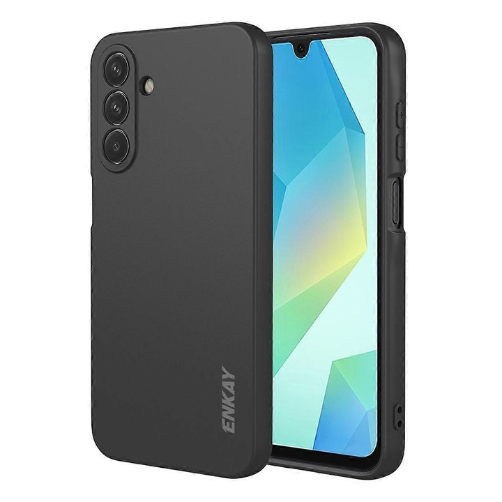 Enkay Hat szilikontok A17 mobiltelefonhoz, egyenes kinézetű, hátlappal - fekete