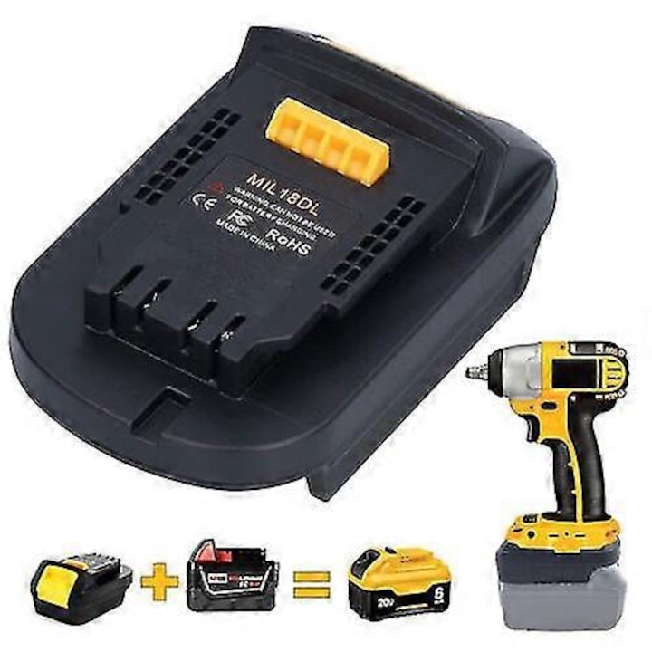 Adaptor set pentru baterii Milwaukee M18 18V la Dewalt 18V/20V MAX