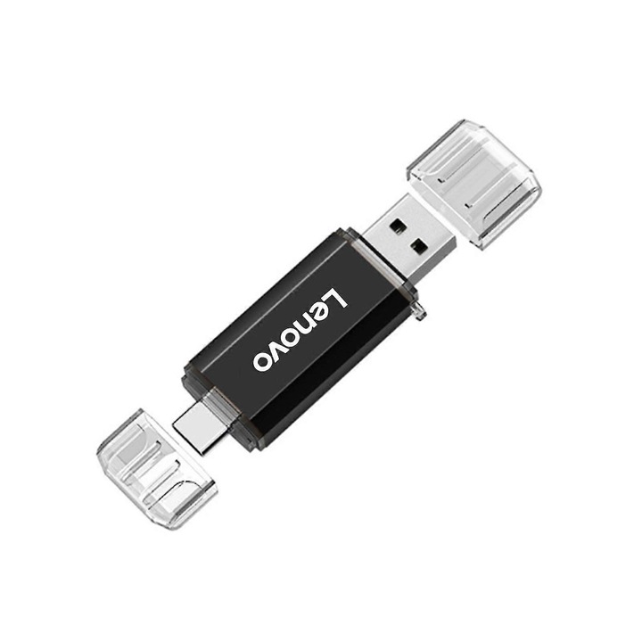 Memorie USB pentru telefon Lenovo, capacitate disc de stocare date 64 GB/128 GB/512 GB/256 GB/1 TB/2 TB, tip C, 64 GB, negru