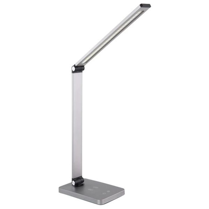 Lampa de birou, Platinet, 10W, aluminiu, incarcare wireless, dimming, 3 trepte, argintie