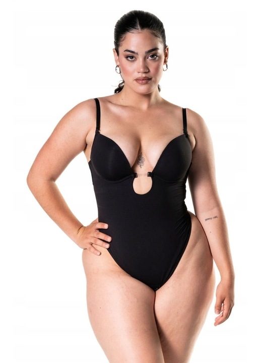 Body modelator Heyshape, fara bretele, cupe preformate, silicon antiderapant, negru, spandex/nylon, S INTL