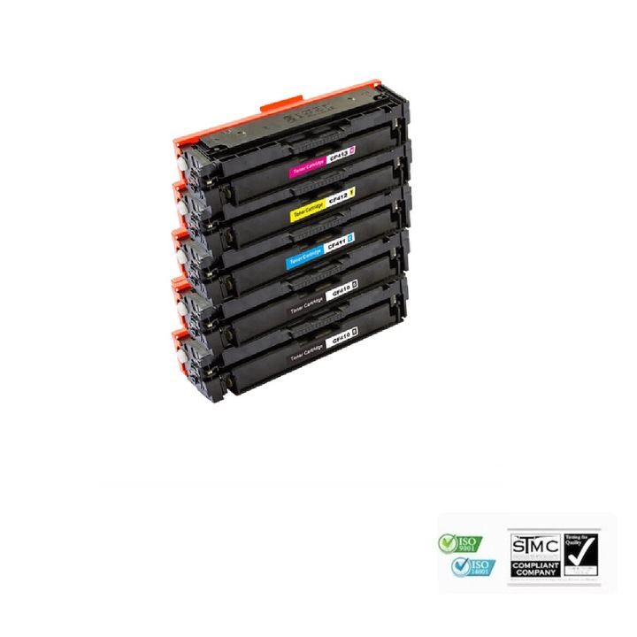 Set 4 cartuse toner compatibil 410A CF410A, CF411A, CF412A, CF413A, negru, cyan, galben, magenta, 9200 pagini, pentru COLOR LASERJET PRO M452DN M452DW M452NW M377DW M477FDN M477FDW M477FNW M477FDN M477FDW MFP M477FNW ID produs: 861