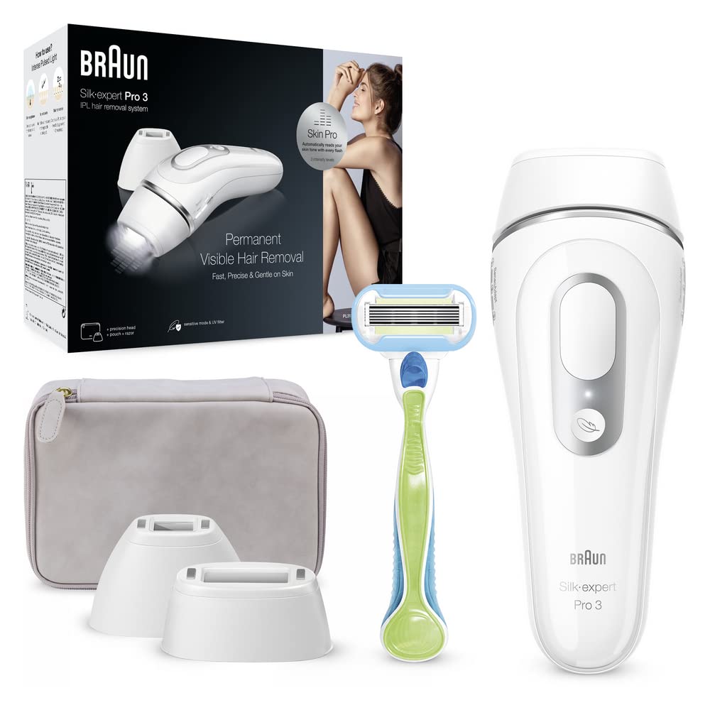 Epilator IPL Braun Silk Expert Pro 3, alb/argintiu, set cu aparat