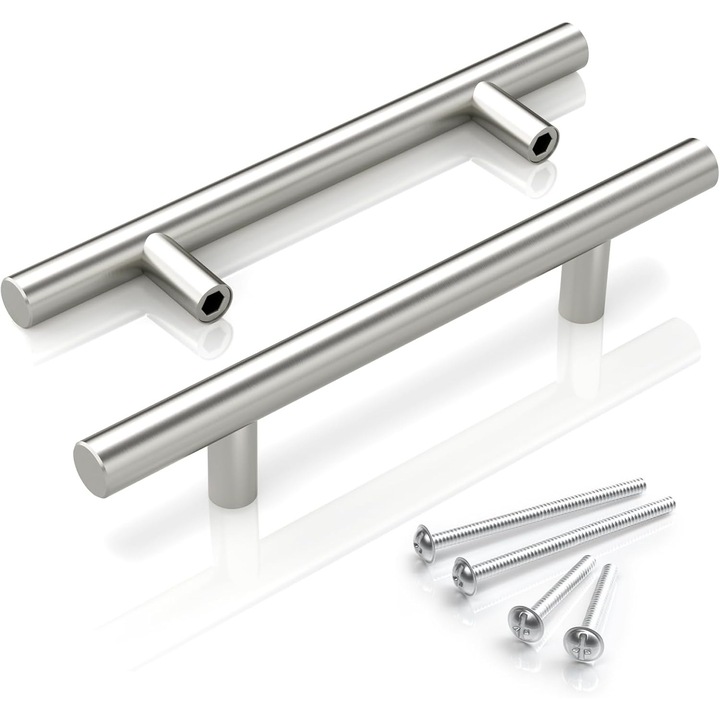 Manere rotunde, arginti pentru dulapuri- 127x32 cm, 76mm intre gauri de 12mm- set 20 buc