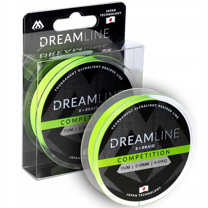 Plecione Mikado Dreamline Competition 150m, Fluo Green, 0,08mm - 6,91kg