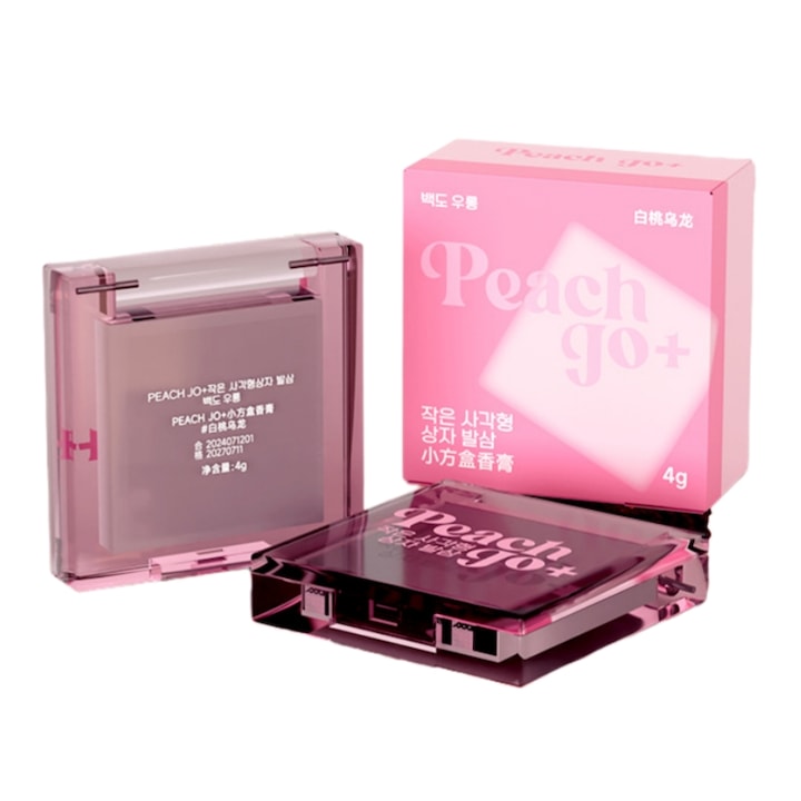 Parfum solid PEACH JO+, Oolong piersica alba, 4g, unisex, design compact