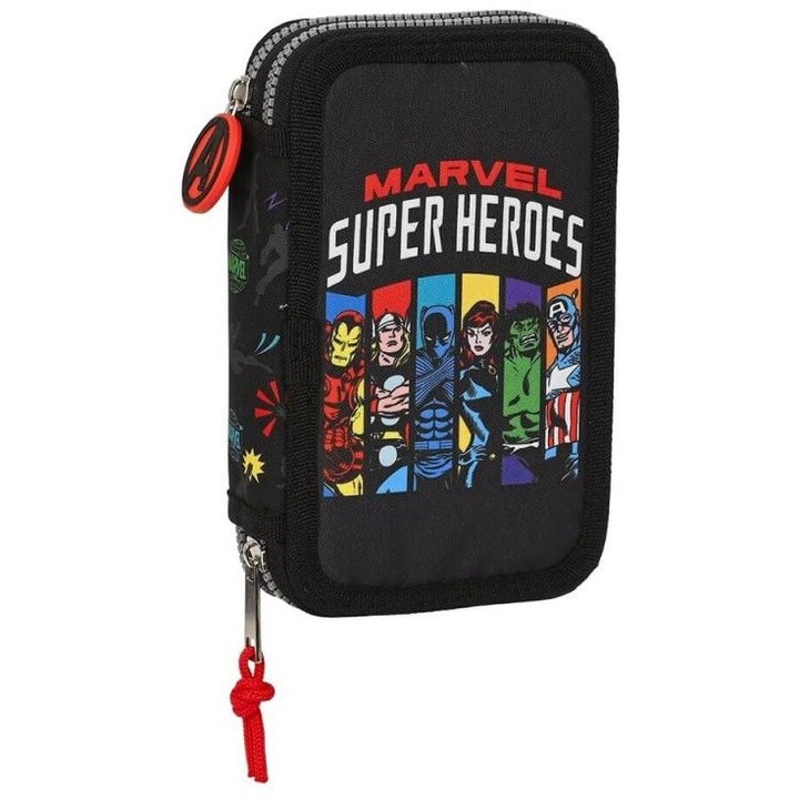 Penar dublu echipat Safta Avengers Super Heroes, 28 piese, 12.5x4x19.5cm, poliester