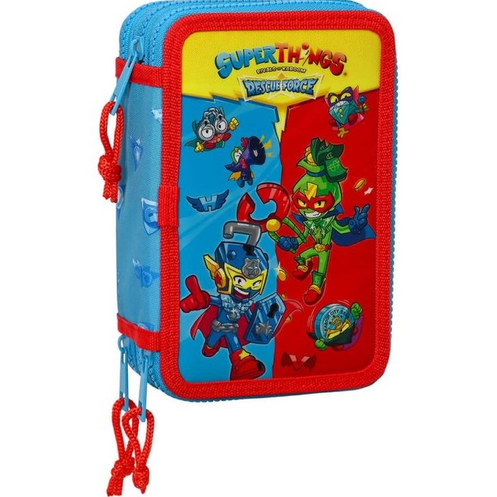 Penar triplu echipat 36 piese, Safta, Superzings, 12.5x5.5x19.5cm, multicolor