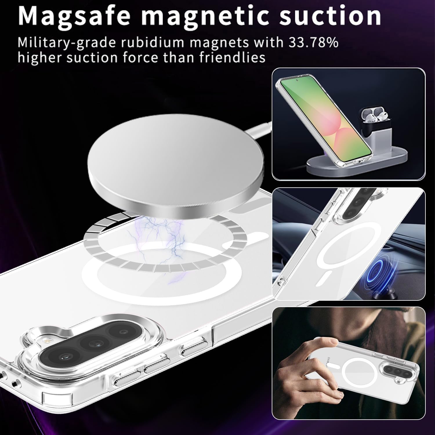Husa magnetica transparenta din cristal pentru Samsung Galaxy A36, 5G, rezistenta la socuri