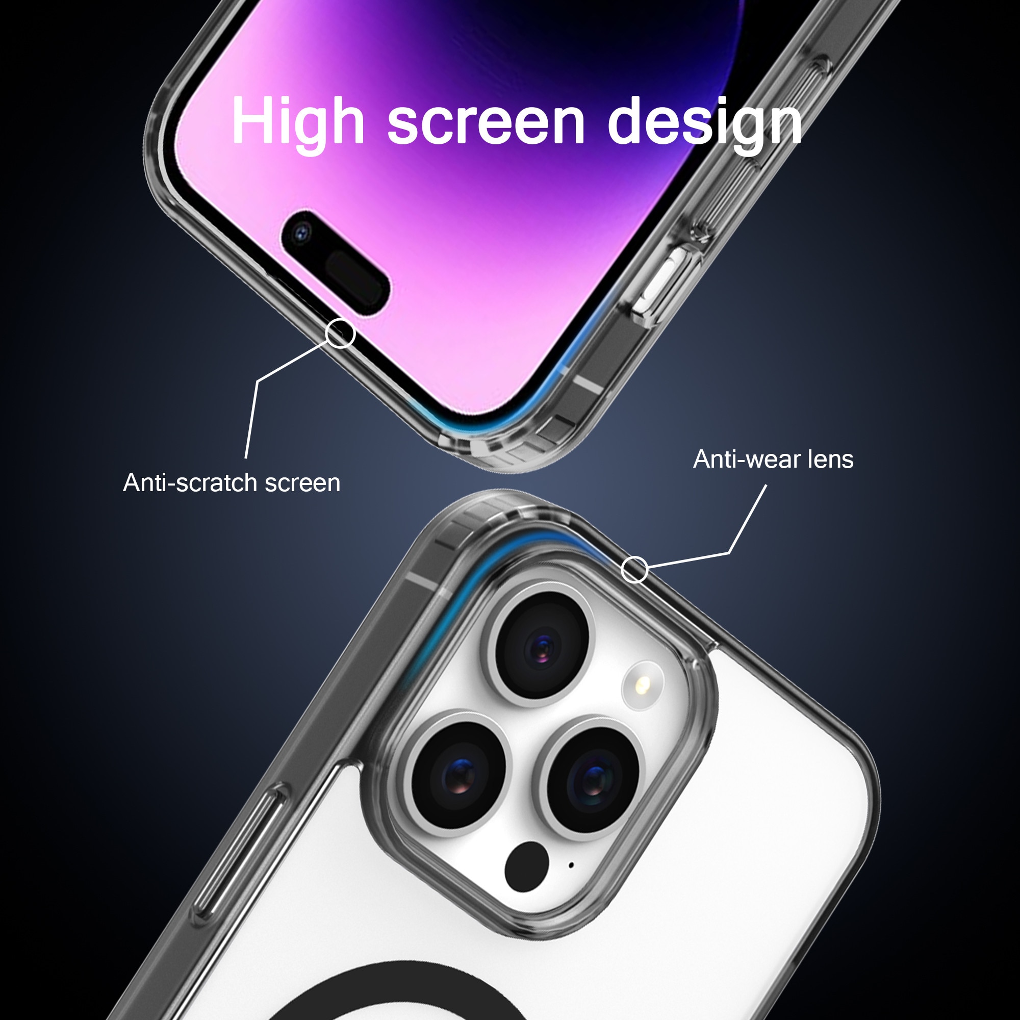 Husa de Protectie Telefon Neagra, Compatibila cu iPhone 15 Pro Max & MagSafe cu Absorbtie Puternica, Margini Ridicate pentru Protectia Ecranului si Camerelor, Rezistenta la Socuri & Anti-zgarieturi, Protectie Eficienta Zilnica