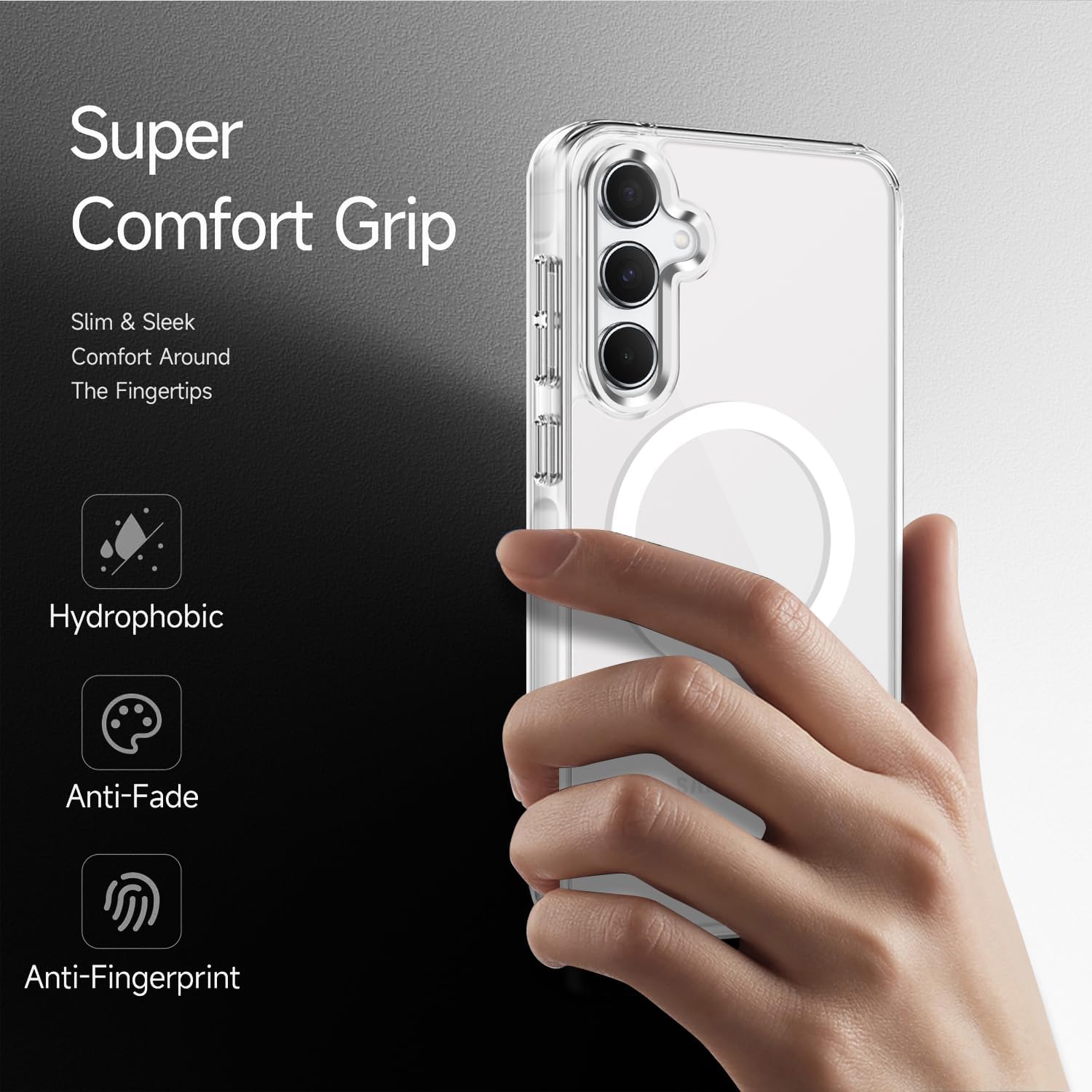 Husa magnetica transparenta din cristal pentru Samsung Galaxy A55, rezistenta la socuri