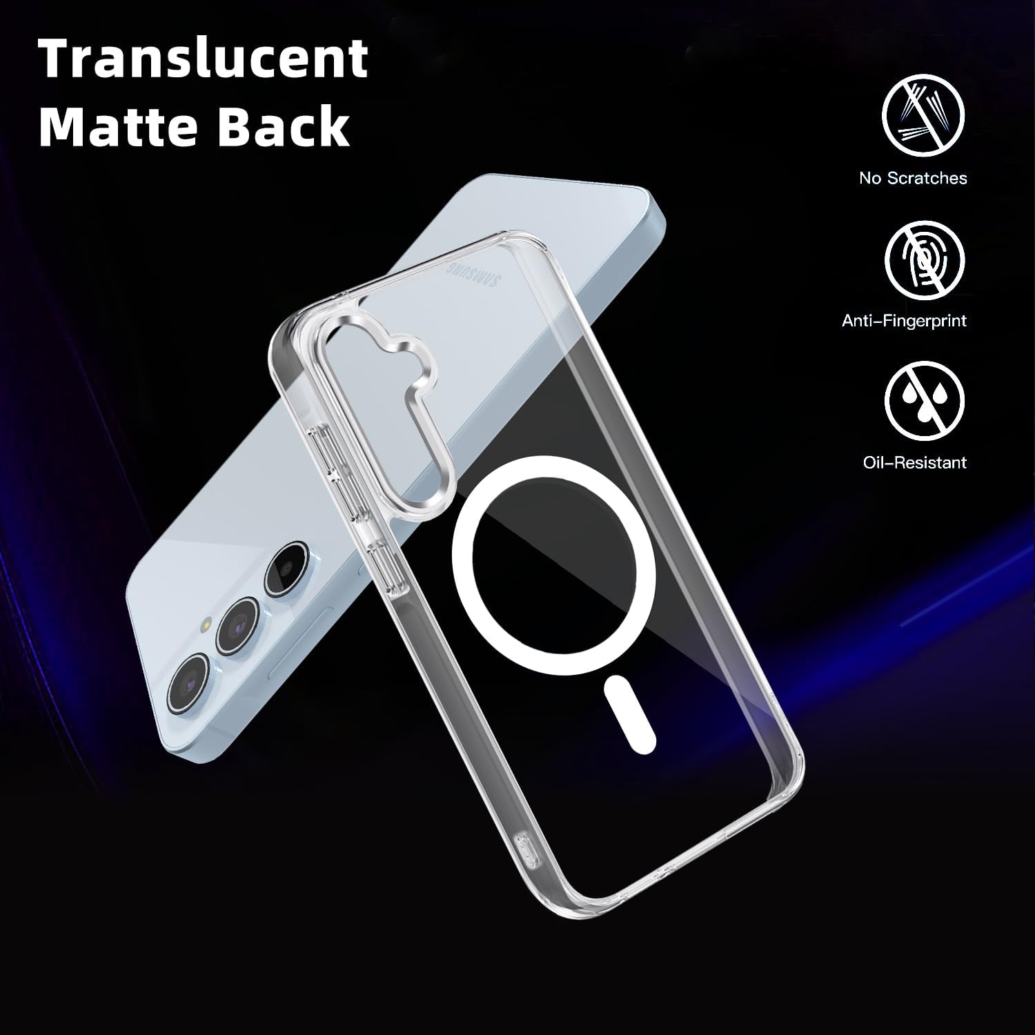 Husa magnetica transparenta din cristal pentru Samsung Galaxy A55, rezistenta la socuri