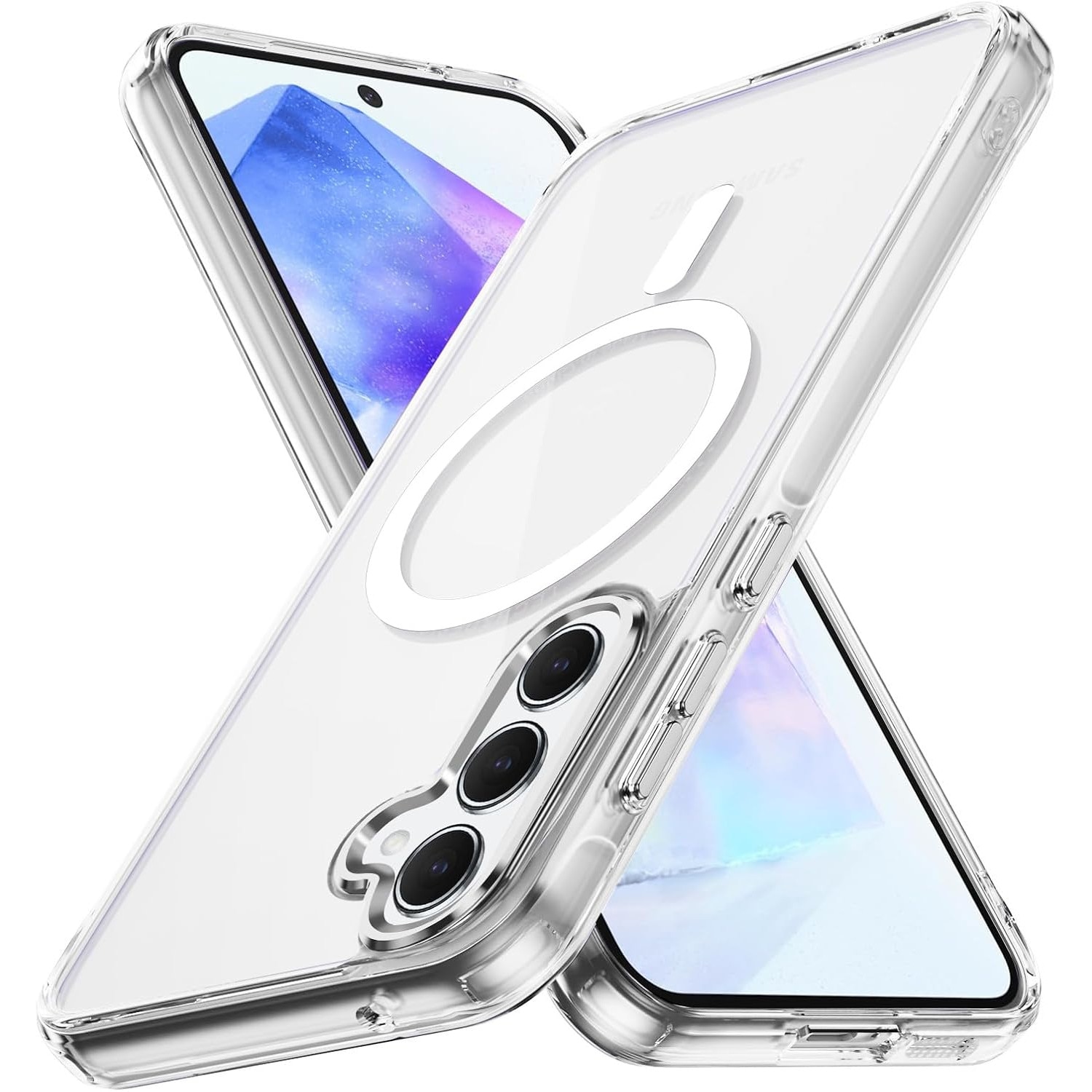 Husa magnetica transparenta din cristal pentru Samsung Galaxy A55, rezistenta la socuri
